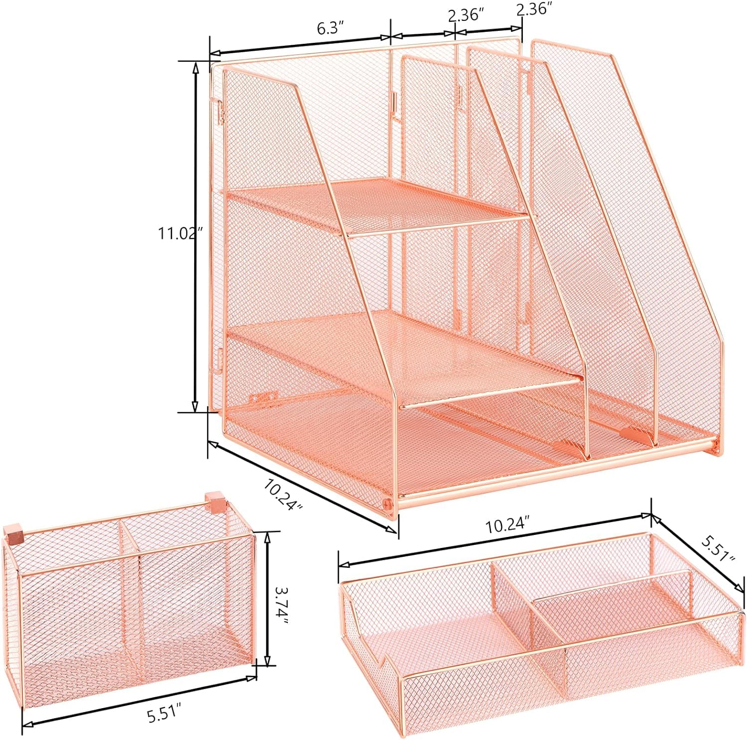 Organizer da scrivania in metallo | Nero Rosso 10,24 * 11,02 pollici for scrivania: spazio for ufficio(R)