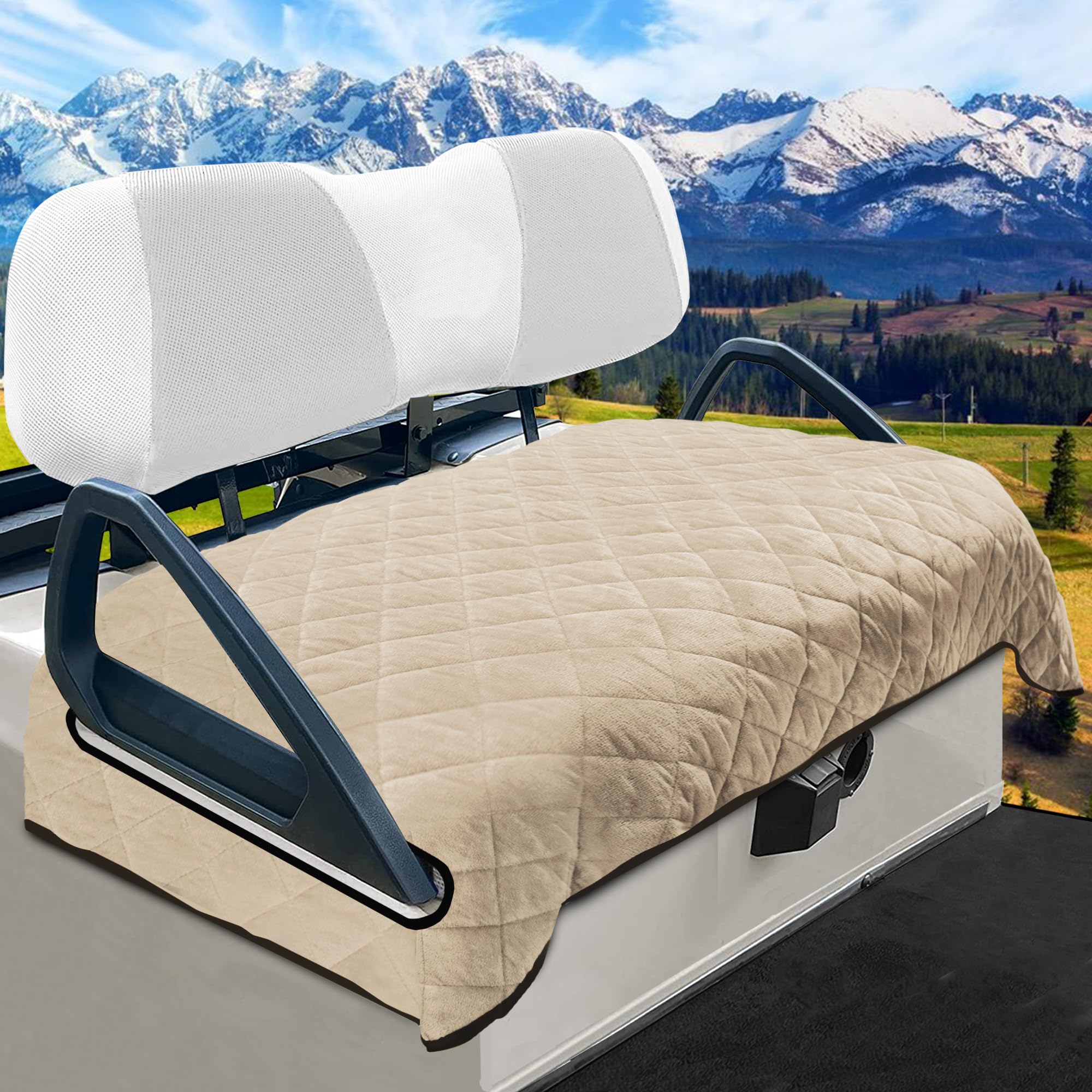 YOKYHOM Golf Cart Seat Covers for 2 & 4 Passenger Carts, Thick Short Plush with Non-Slip Backing, Ultra Soft Seat Towel Blanket, Fits EZGO, Club Car,