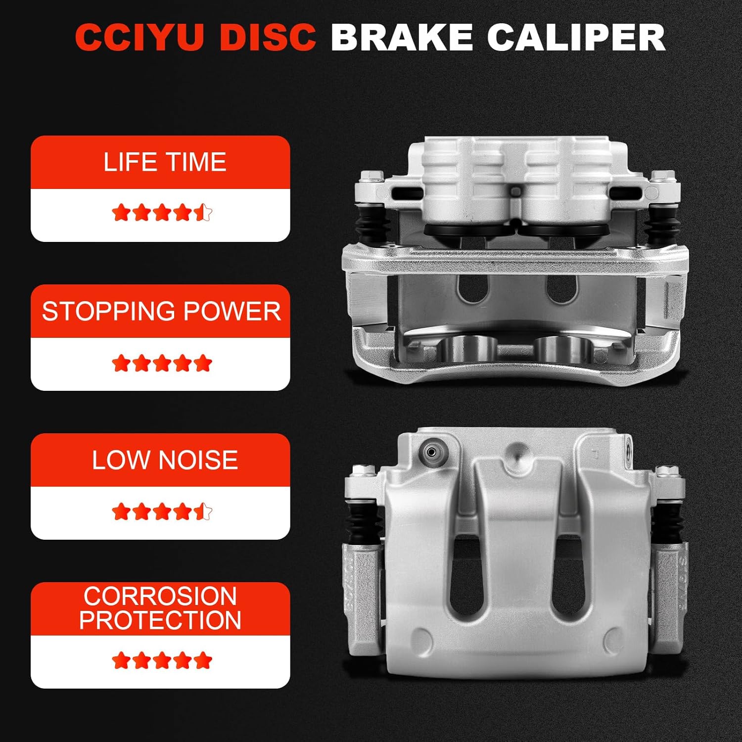 cciyu Front Left & Right Brake Calipers Assembly w/Bracket 18B4929 18B4928 2005 2006 2007 2008 2009 2010 For Ford For Mustang