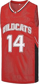 MONEYFUN Mens Wildcats High School Basketball Jersey #14 Troy Bolton #8 Chad Danforth Shirt