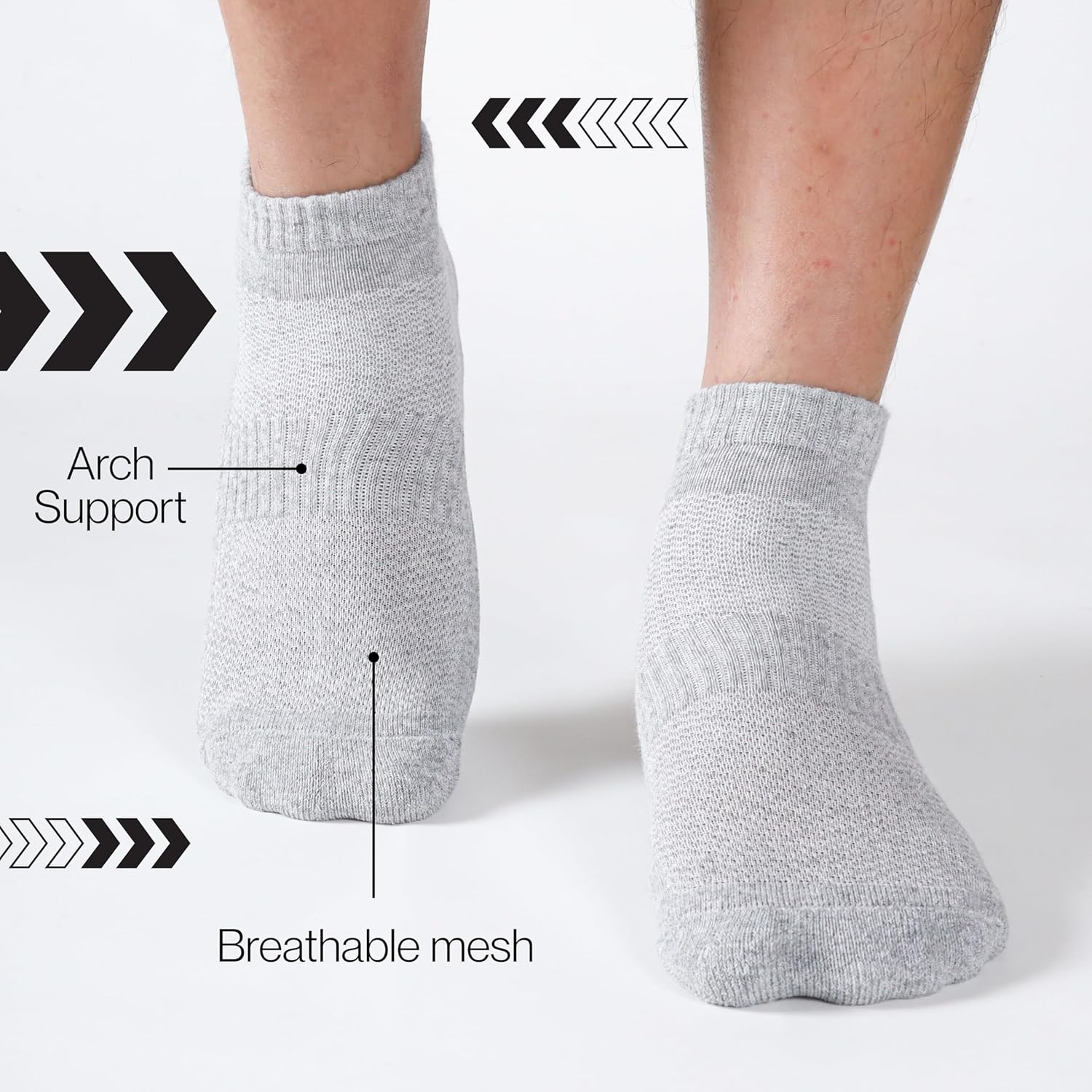 Men’s Low Cut & No Show Socks - Half Terry Moisture Wicking Soft & Breathable Athletic Socks 6 Pairs - Image 5