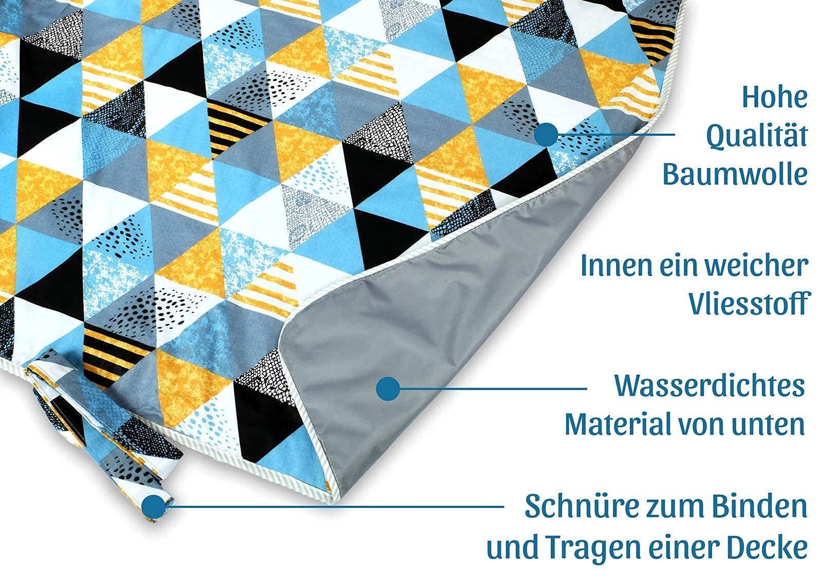 BlueKitty XXL 180x200 cm Picknickdecke Wasserdicht mit Tragegriff für Picknicks, Strandmatte, Stranddecke, Outdoor, Camping, Wasserabweisend