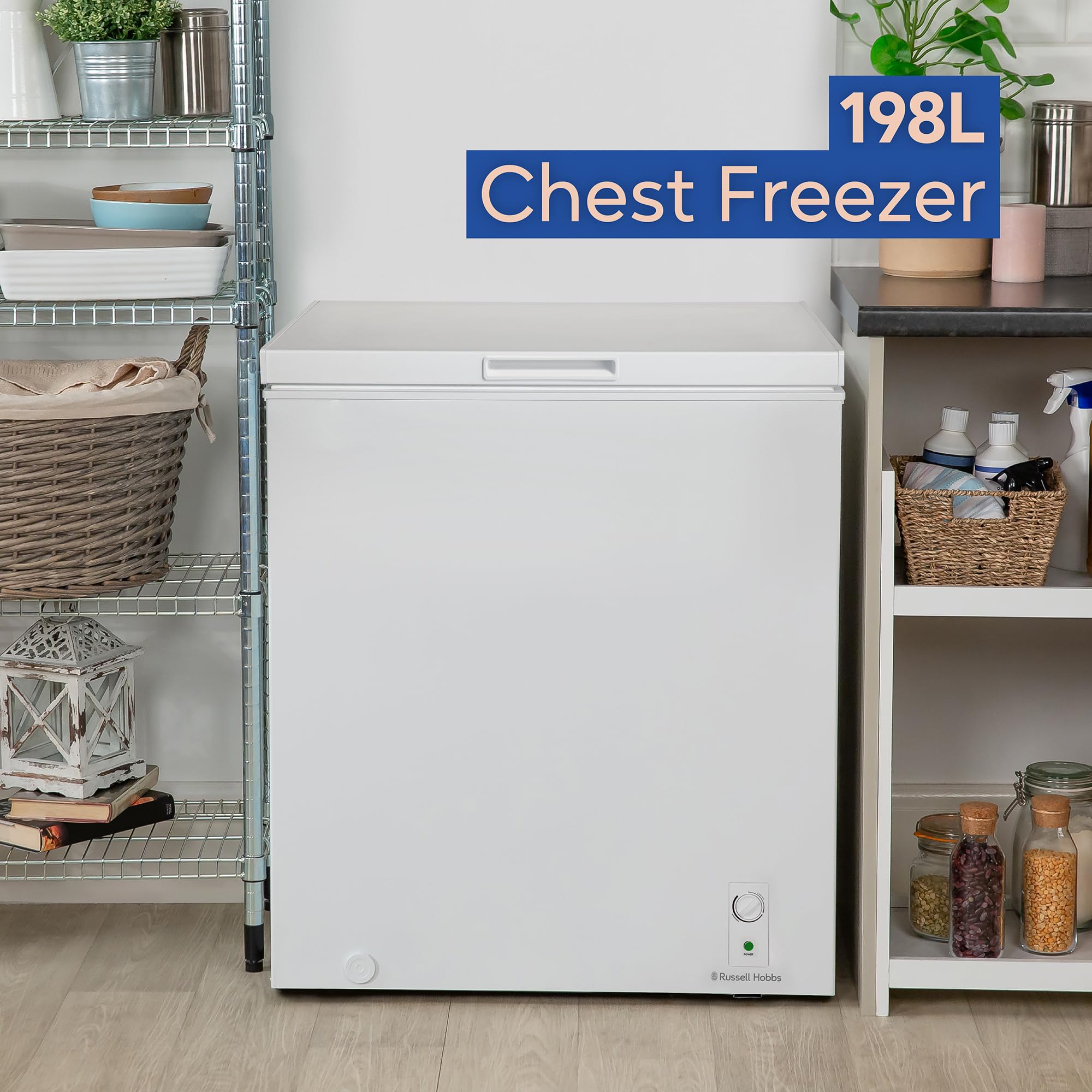 Russell Hobbs White Chest Freezer 198L Freestanding with 5 Year Warranty, Adjustable Thermostat, Chill or Freeze Function, 4 Star Freezer Rating & Suitable for Outbuildings & Garages RH198CF0E1W - 3