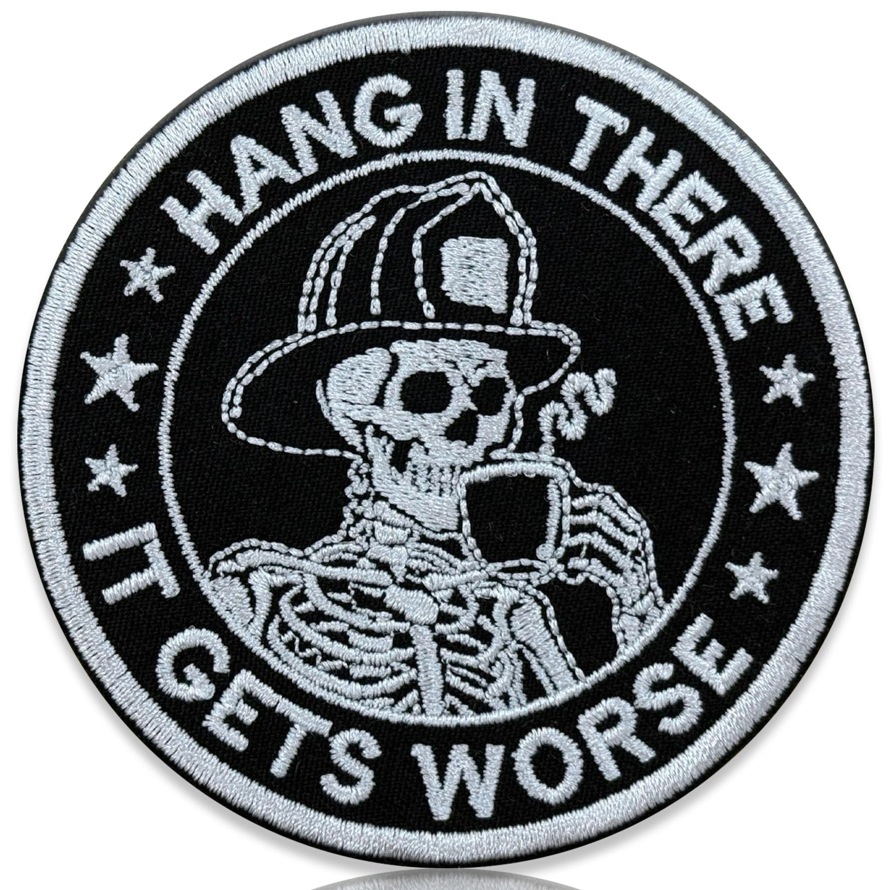 Amazon.com: Hang in There It Gets Worse Patch Funny Firefighter