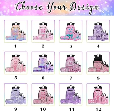 MyPupSocks Custom Girls Backpack with Lunch Box Sets, Personalized Butterfly Kids Schoolbag Casual Daypack for Students Customized Initial Bookbag Backpack Travel for Daughter Teens Girls