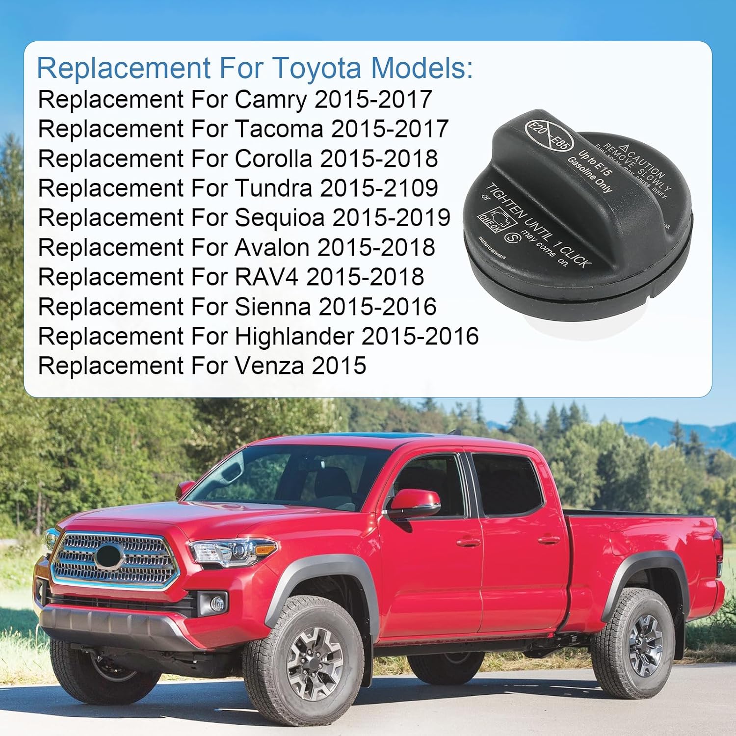 Gas Cap Replacement For Toyota Camry Tacoma Corolla Tundra 2015-2108, Compatible with Lexus RX350 ES350 ES300h NX300 2014-2020, Fuel Tank Cap Replace 77300-07030