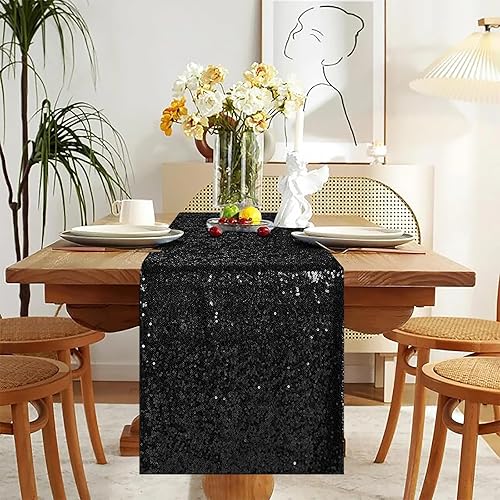 Miniatura 2 de Camino de mesa de lentejuelas de oro rosa, camino de mesa de oro rosa de 12 x 72 pulgadas, decoraciones de fiesta de oro rosa, camino de mesa con