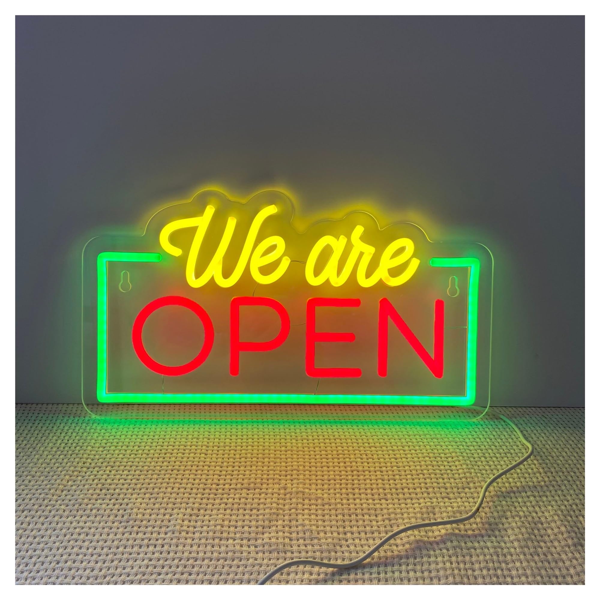 SHOUXI Sign Lamp We are Open Neon Sign, Suitable for Bar Shop Decor with Brightness Adjustable 22cmx40cm