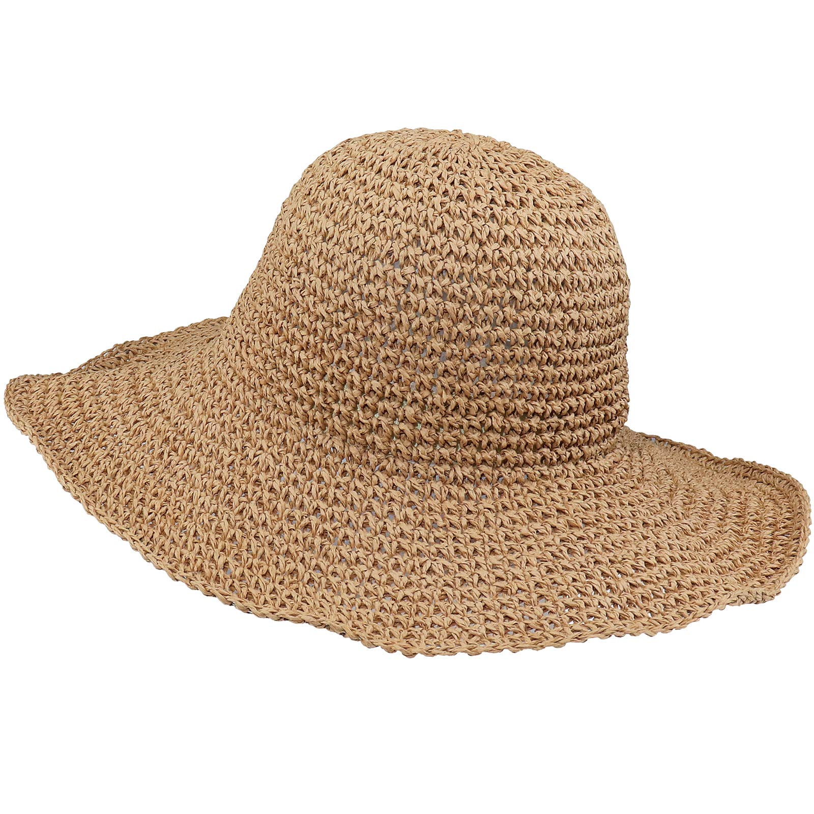 Malaxlx Sombrero de Paja para Mujer Sombrero de Sol Sombrero de Playa de Verano Al Aire Libre Gorra de Sol ala Ancha Plegable Pamelas