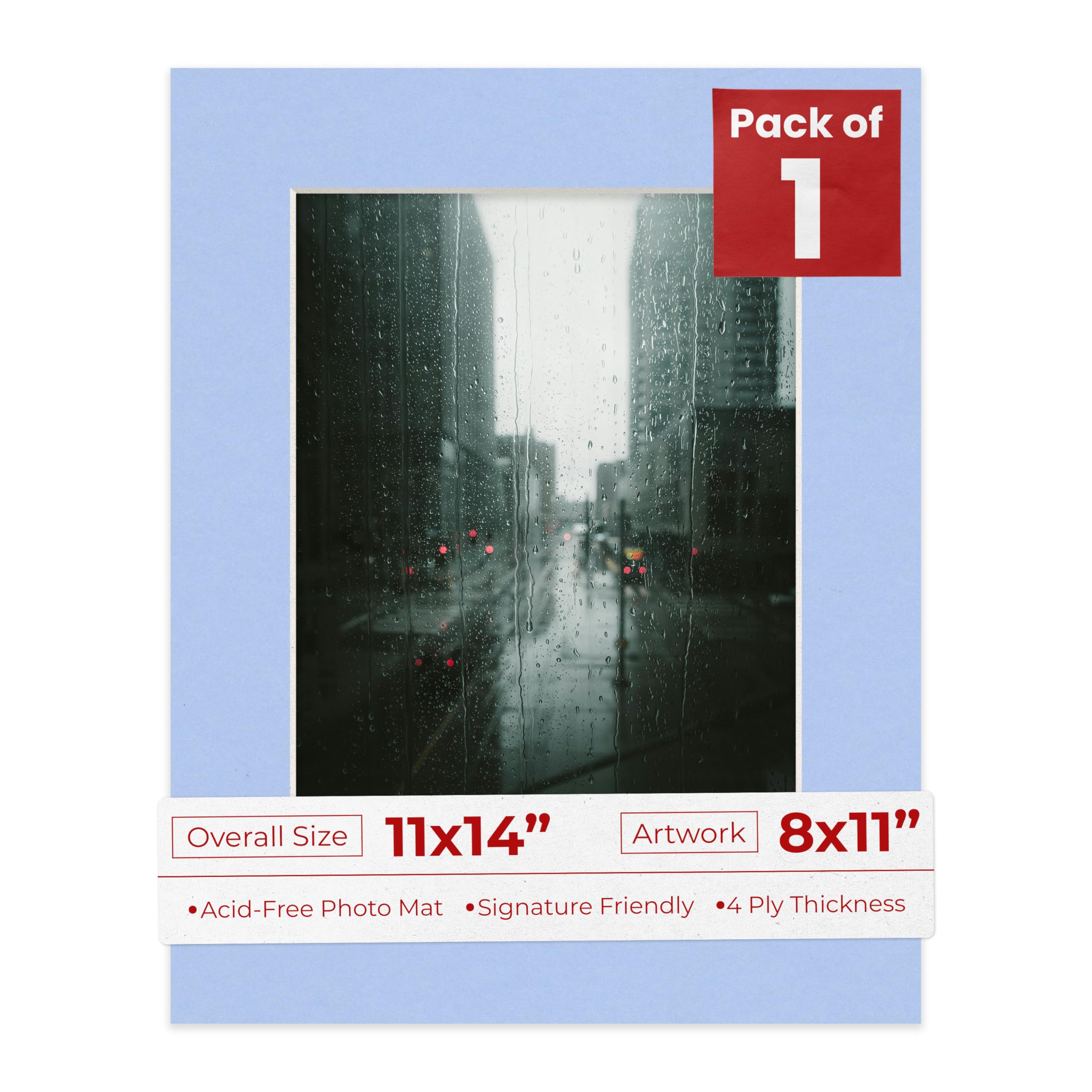 11x14 Mat Bevel Cut for 8x11 Photos - Acid Free Baby Blue Precut Matboard - For Pictures, Photos, Framing - 4-ply Thickness-image-11