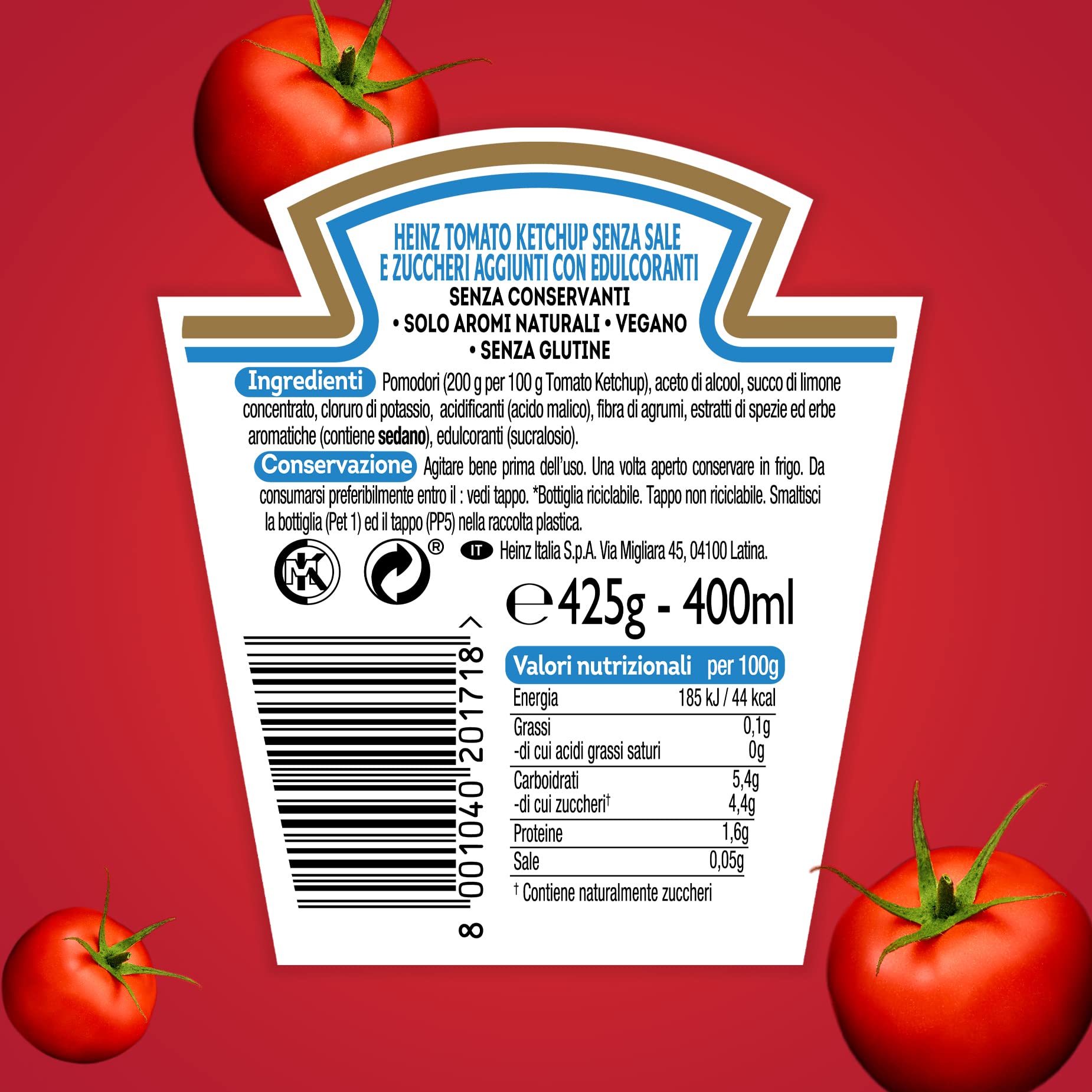 Heinz Tomato Ketchup Zero Sauce, 10 x 425 g