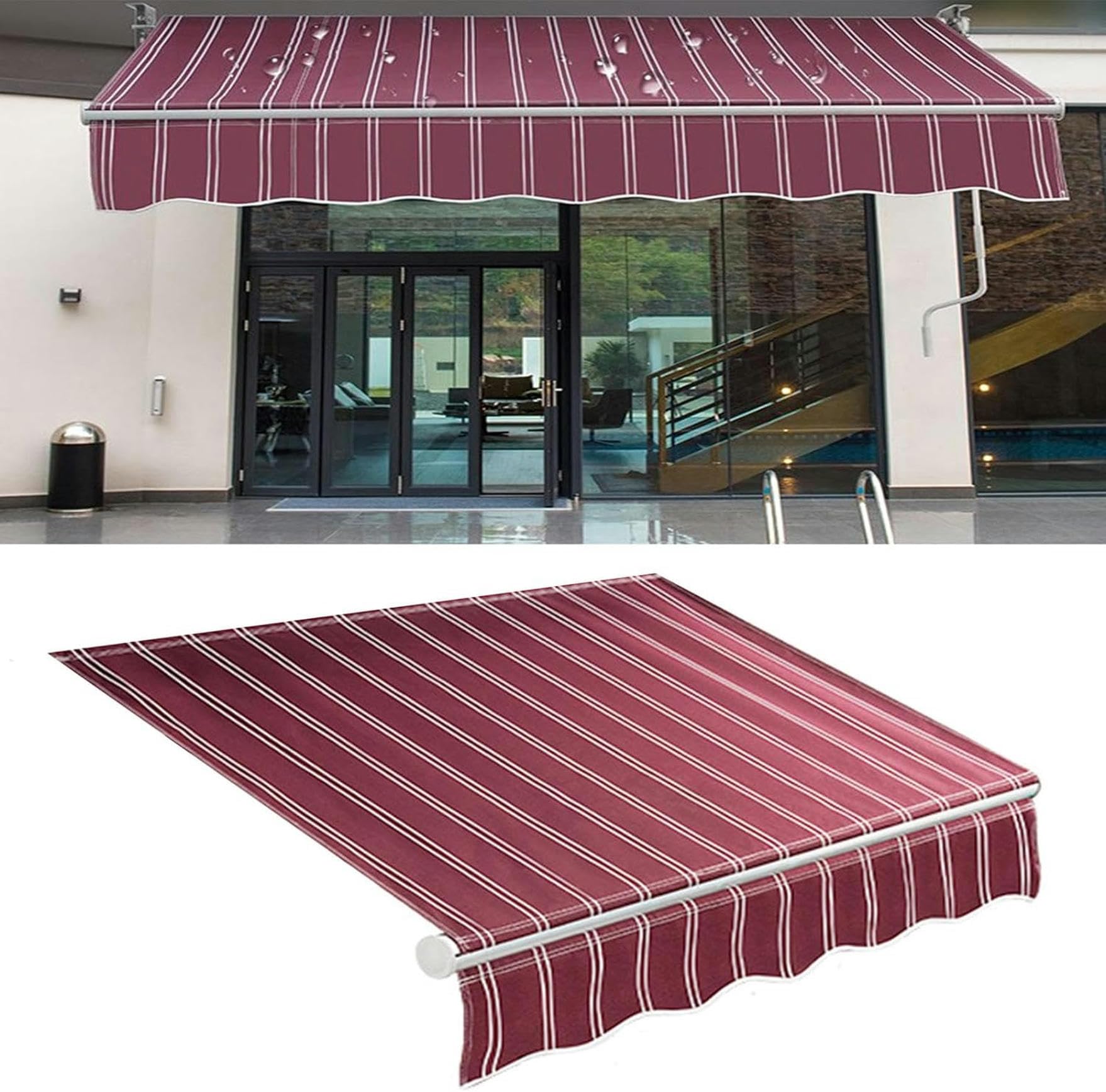 Toldo retráctil para patio que soluciona el calor extremo con tela impermeable de 280g