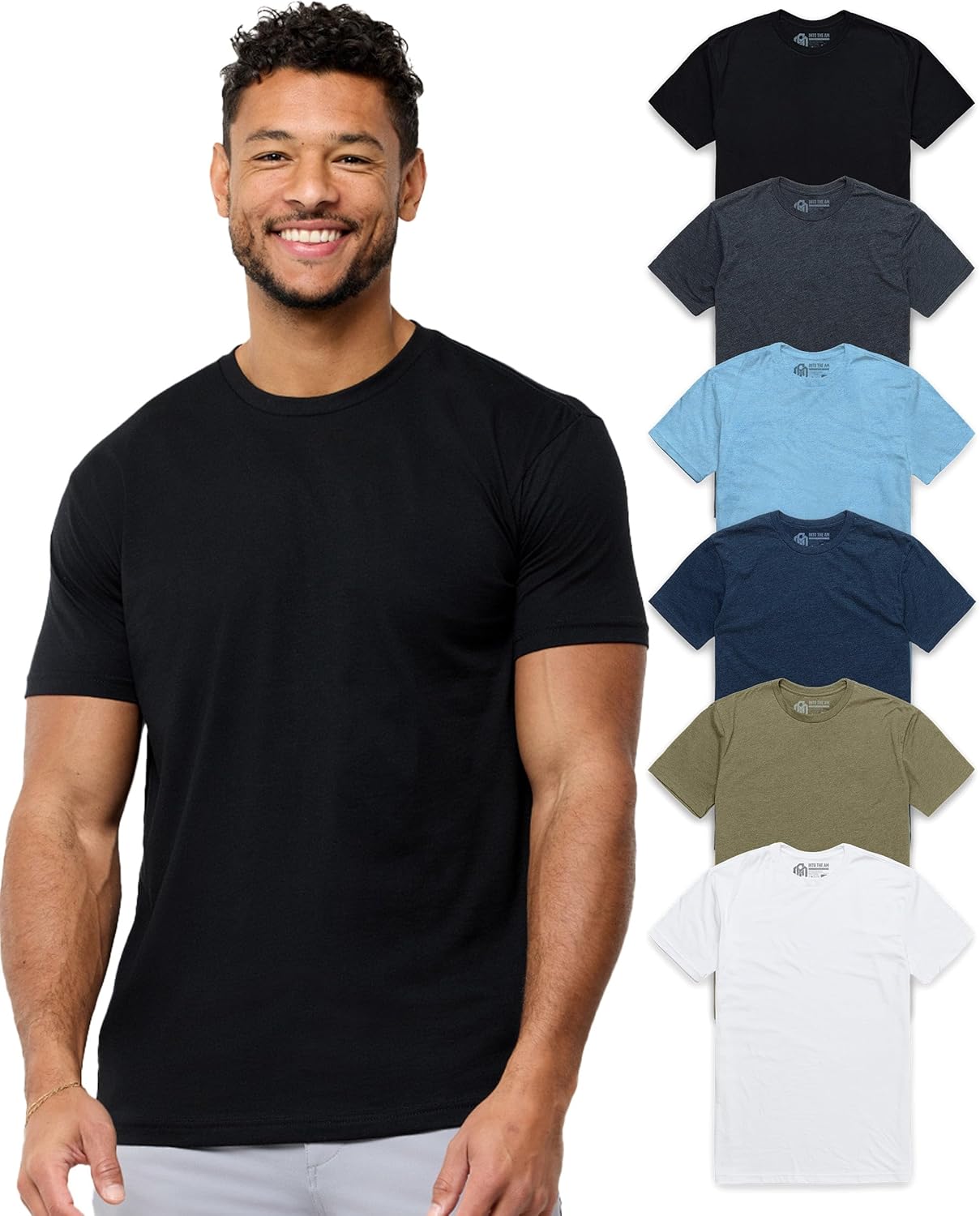INTO THE AM Men's T-Shirts Soft Cotton Blend Crew Neck Tee S - 4XL Athletic Fit Plain Basic T-Shirt for Men