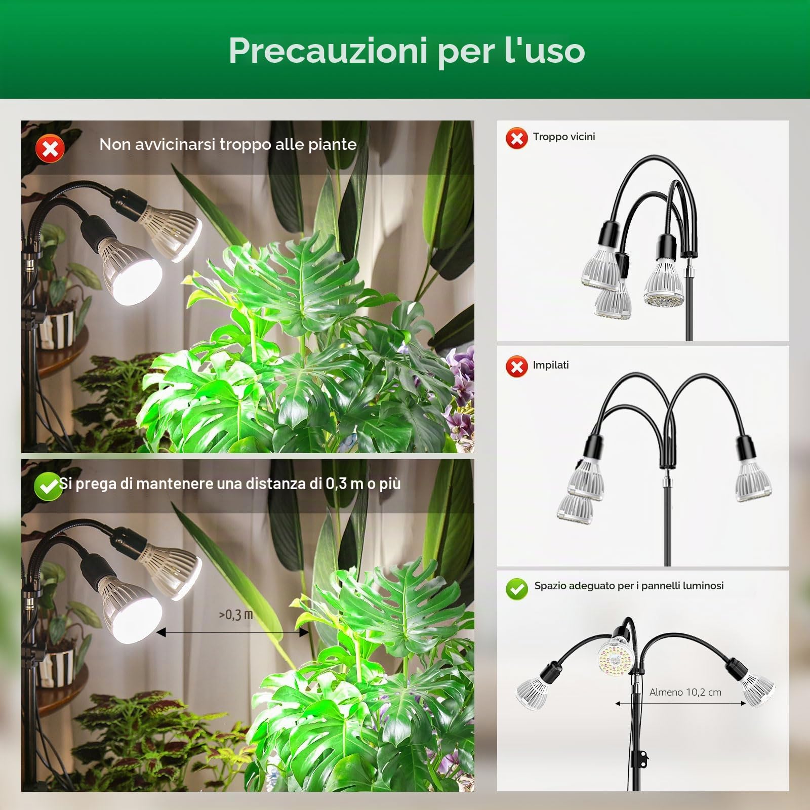 SANSI Lampada LED per Piante 90W con Treppiede, Lampada da Coltivazione a Spettro Completo da Interno con 3 Lampadine LED E27 Rimovibili, Collo D'oca a 360°, Stelo Estensibile da 40cm a 110cm