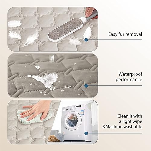 Miniatura 7 de gogobunny - Manta para perros y gatos 100% impermeable y de doble cara, funda suave para cama de mascotas, reversible, protege muebles, piedra