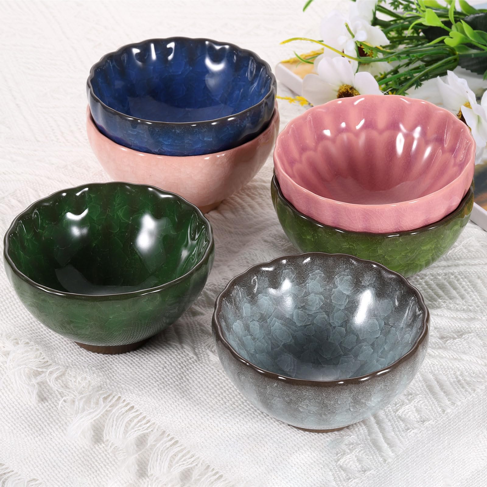 QUARKZMAN 2 sztuki japońska miseczka na matchę 120 ml Tradycyjny zestaw do parzenia herbaty Gong Fu Ceramika Mate Herbata do picia Japońska bez uchwytu Duża porcelanowa miseczka na herbatę Matcha