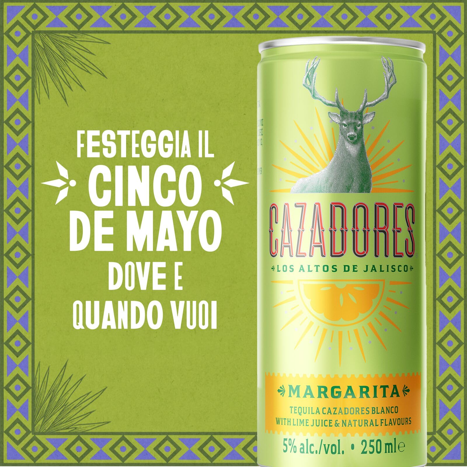Cocktail Margarita CAZADORES pronto da bere, senza glutine e con aromi naturali, 5% ABV, 12 x 25cl / 250ml