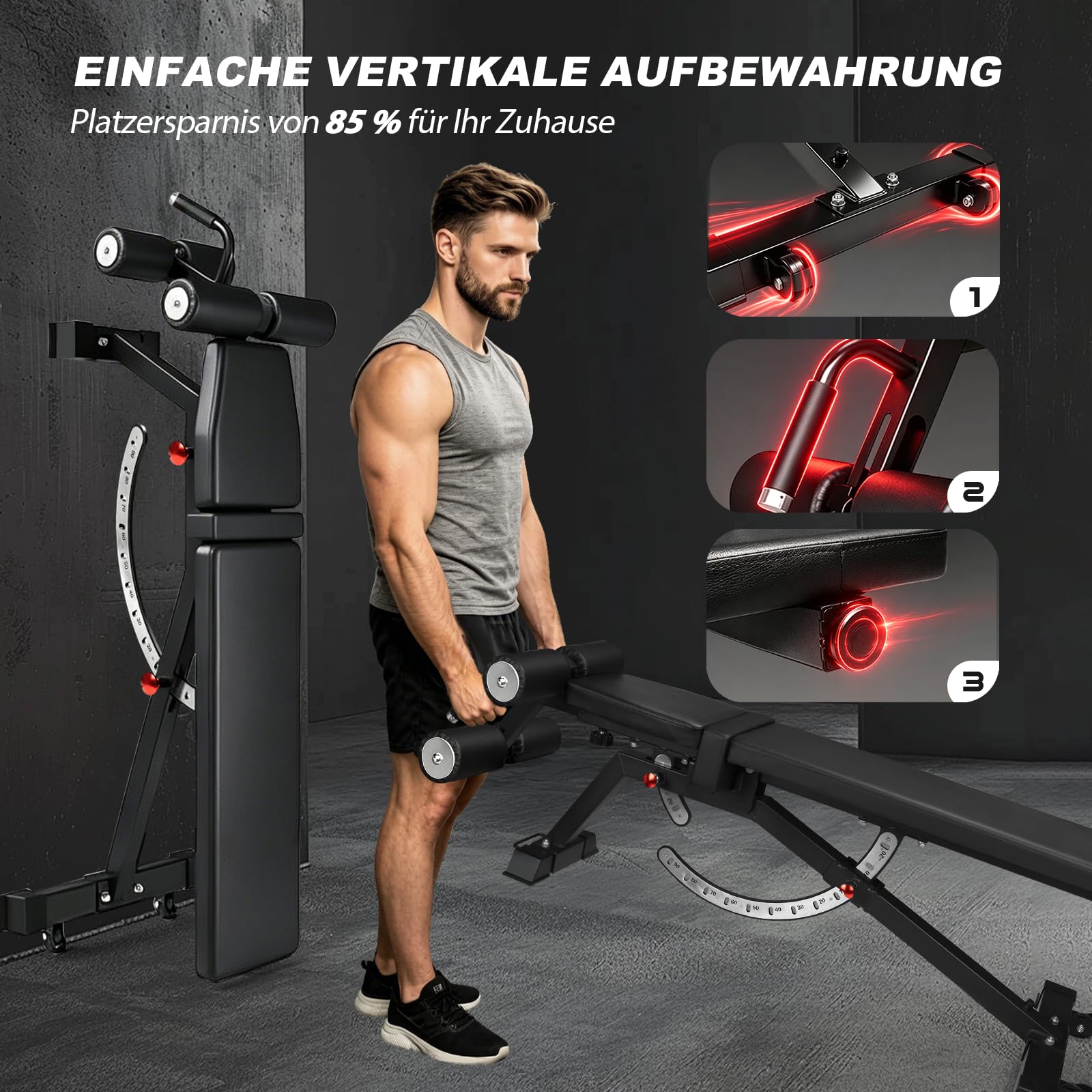 Hantelbank Verstellbar, Fitnessbank&Bauchbank für Zuhause