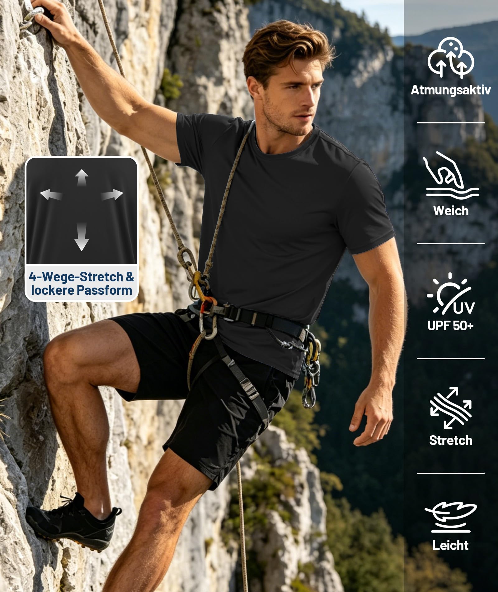 ZITY Rashguard UPF 50+ Manga Corta Hombre Deportes Acuáticos Secado Rápido Transpirable