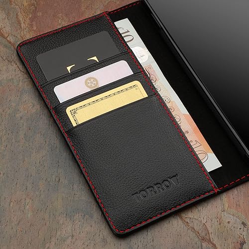 Miniatura 4 de TORRO Funda compatible con Google Pixel 8  Funda de cuero premium tipo cartera con ranuras para tarjetas (negro)