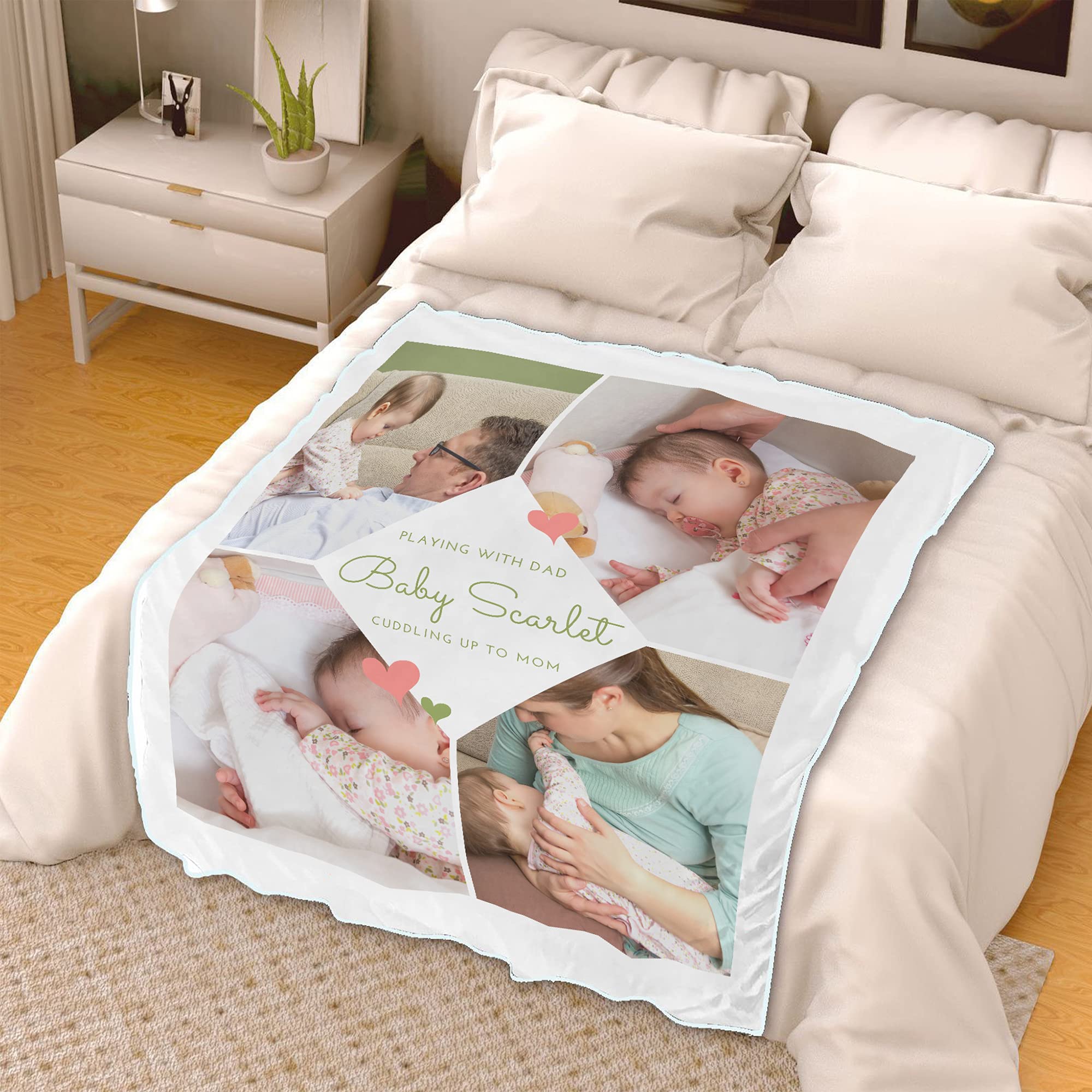 Manta de bebé personalizada con nombre personalizado, manta de collage de fotos, manta familiar, manta de forro polar personalizada, manta de bebé personalizada con nombre y foto manta familiar