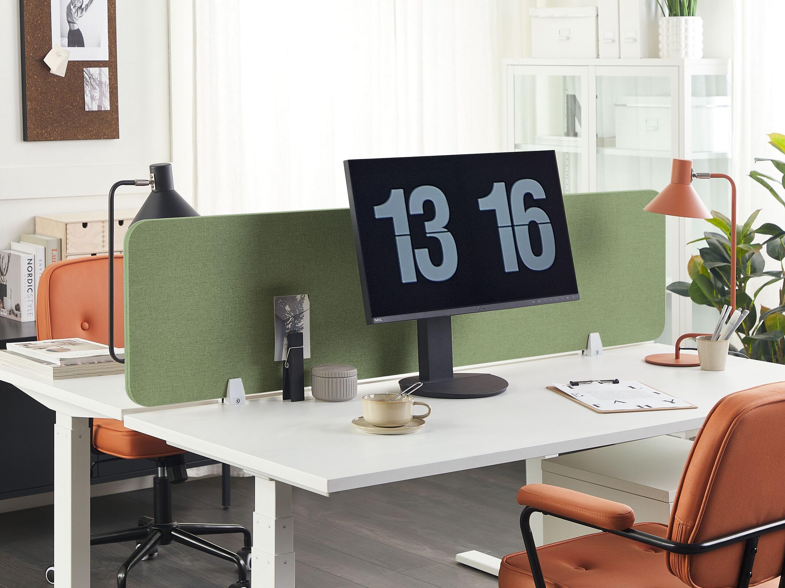 Beliani Séparateur de Bureau Vert Synthétique et Polyester 160 x 40 cm Ecran Visuel Wally
