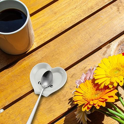 Miniatura 6 de Soporte de cuchara de café de cerámica en forma de corazón, soporte para cuchara de café, cita de café divertida, decoración de estación de café,
