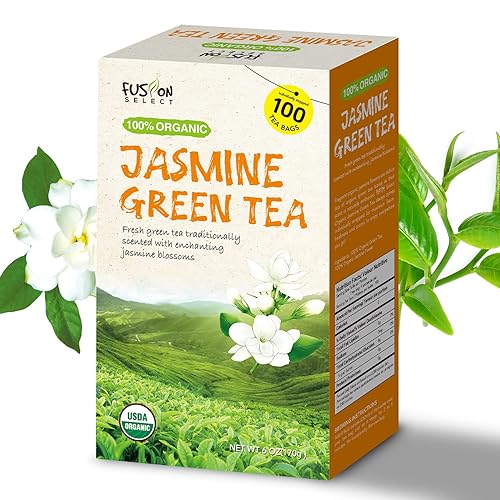 Miniatura 8 de Fusion Organic Jasmine Green Tea - 200 unidades, bolsas de té de jazmín relajantes, fragancia floral