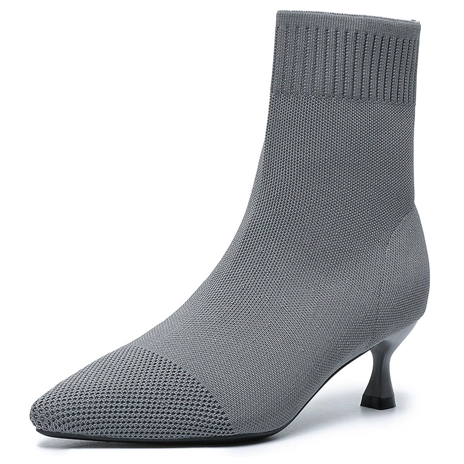 Womens Elastic Knit Stiletto Sexy Sock Ankle Boots Fashion Pointed Toe Comfort Breathable 2 17 In High Heel