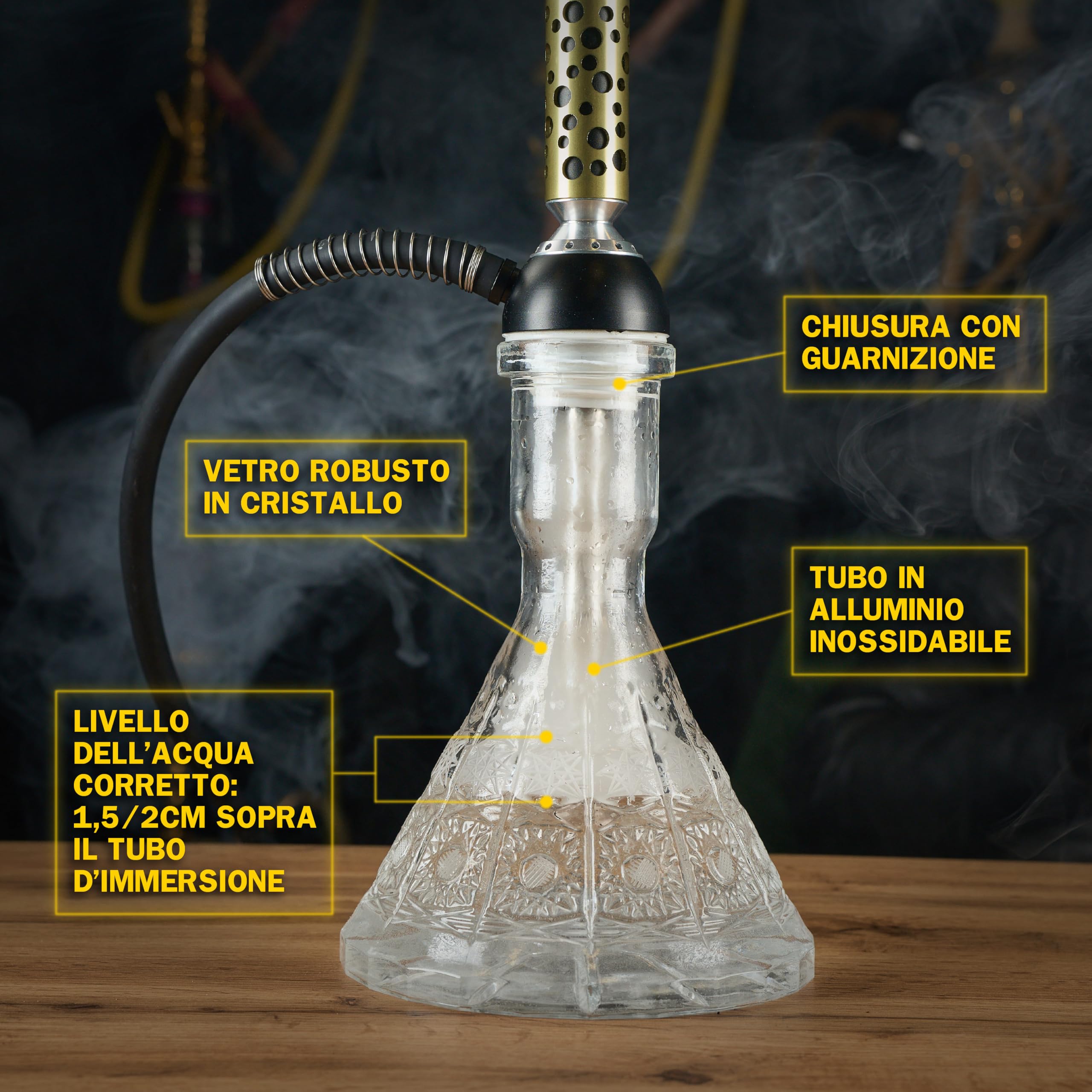 Dark Shisha Cachimba Nova 60 cm con Hornillo Eléctrico 1000W | Cachimba de Aluminio Negro con Cazoleta de Barro, Chimenea Metálica, Manguera de Silicona y Accesorios Completos