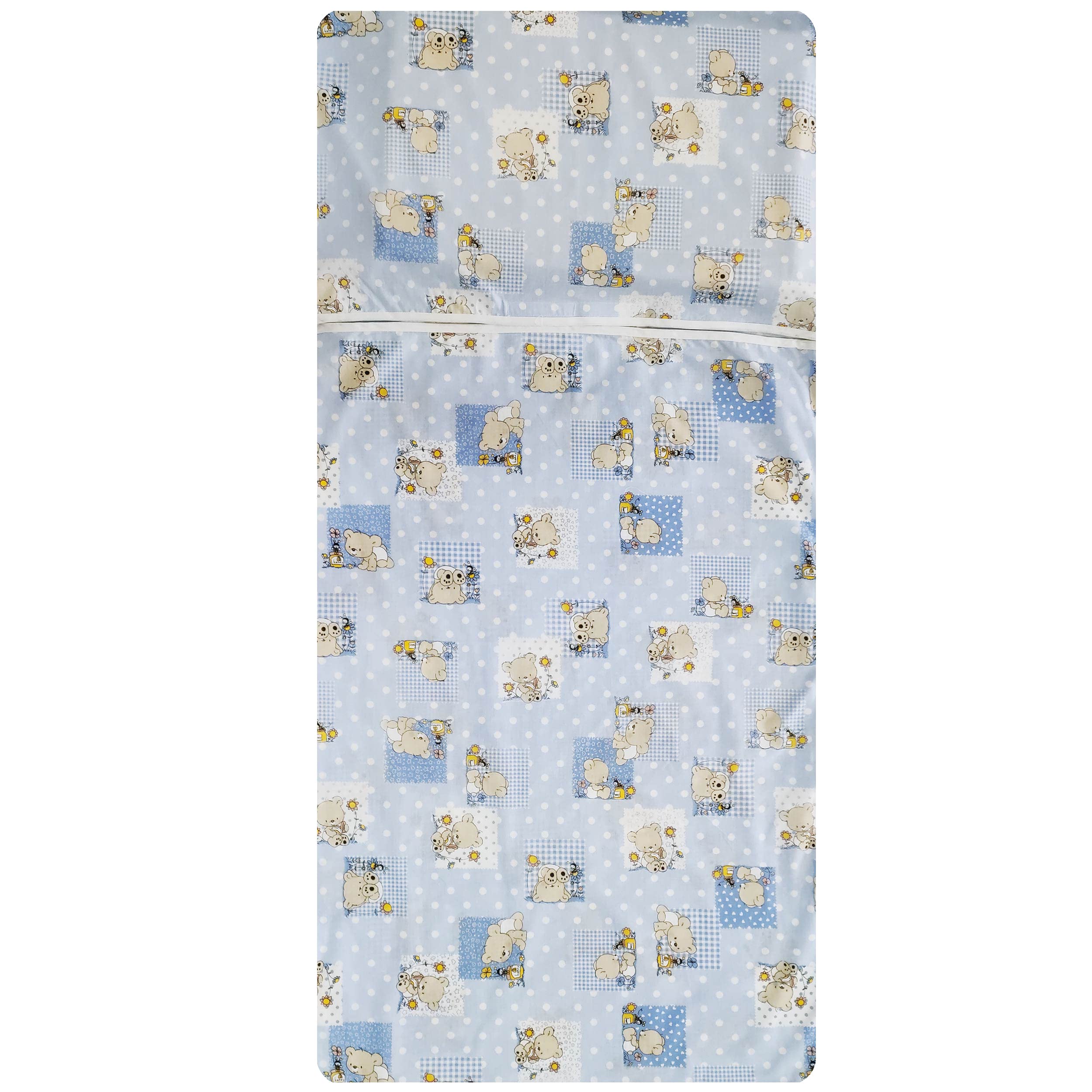 Panini Tessuti Saco de Dormir de Verano y Saco de guardería para bebés de 2 a 6 años - Tejido Acolchado 100% algodón, para Dormir en la guardería y en casa Saco de Dormir Osos Azules y Abejas