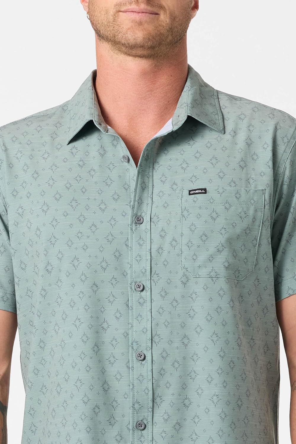 O'NEILL Men's UPF Slub Standard Short Sleeve Woven Shirt