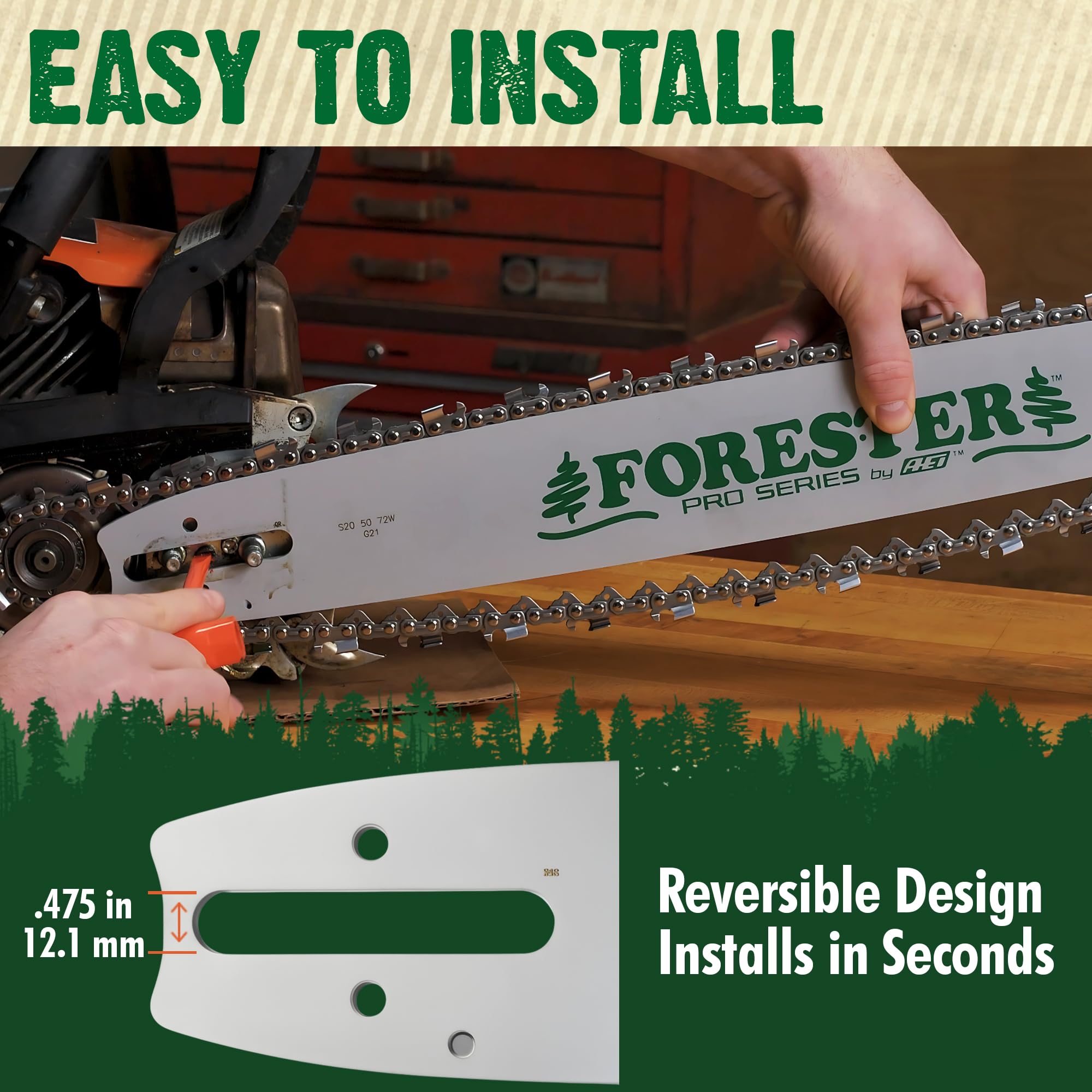 Forester Combo de barra y cadena de 20 pulgadas para motosierras Stihl grandes de paso de 3/8 pulgadas, montaje de calibre .050