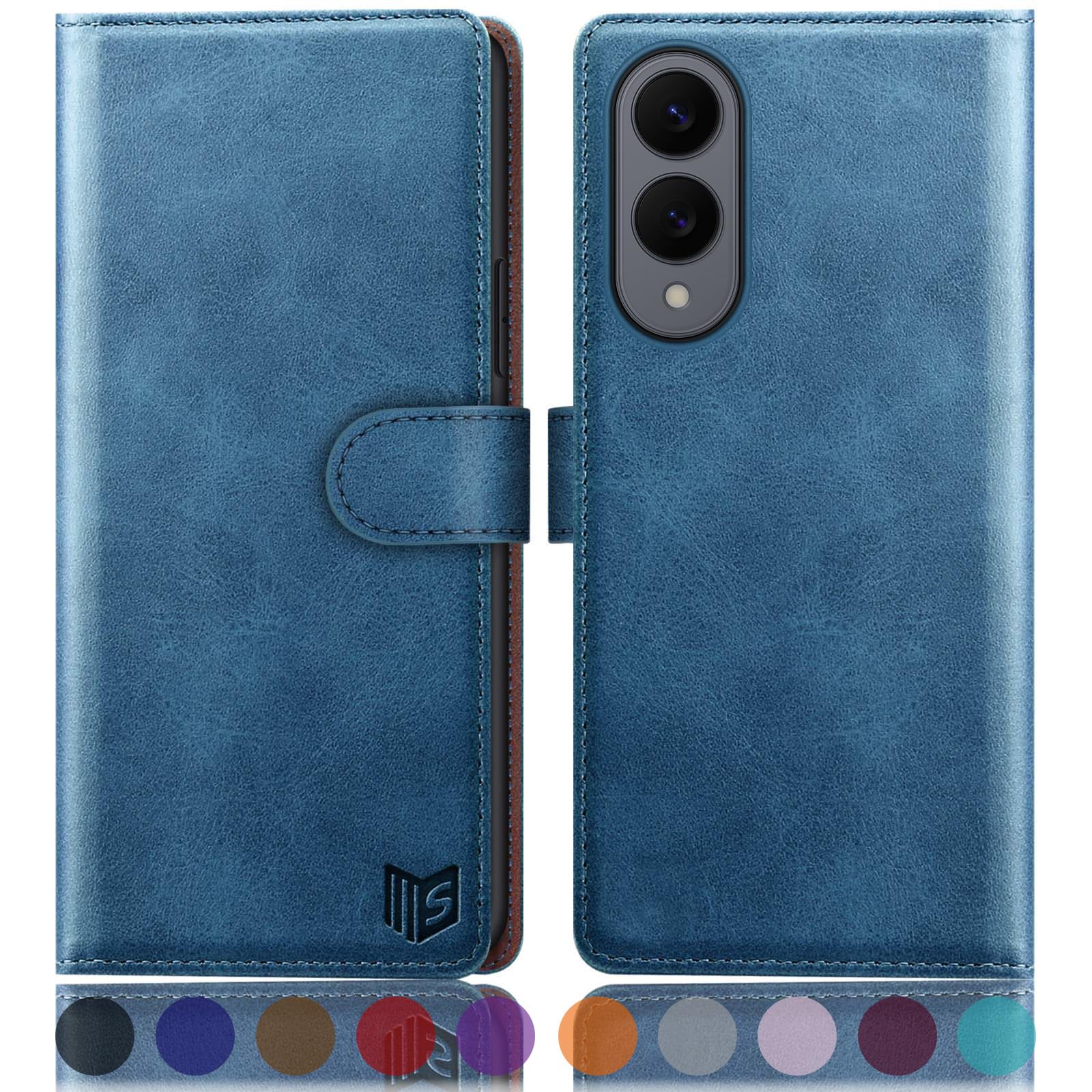 SUANPOT Compatible with Samsung Galaxy S25 Edge Wallet case with RFID Blocking Credit Card Holder,Flip Book PU Leather Protective Cover Women Men for