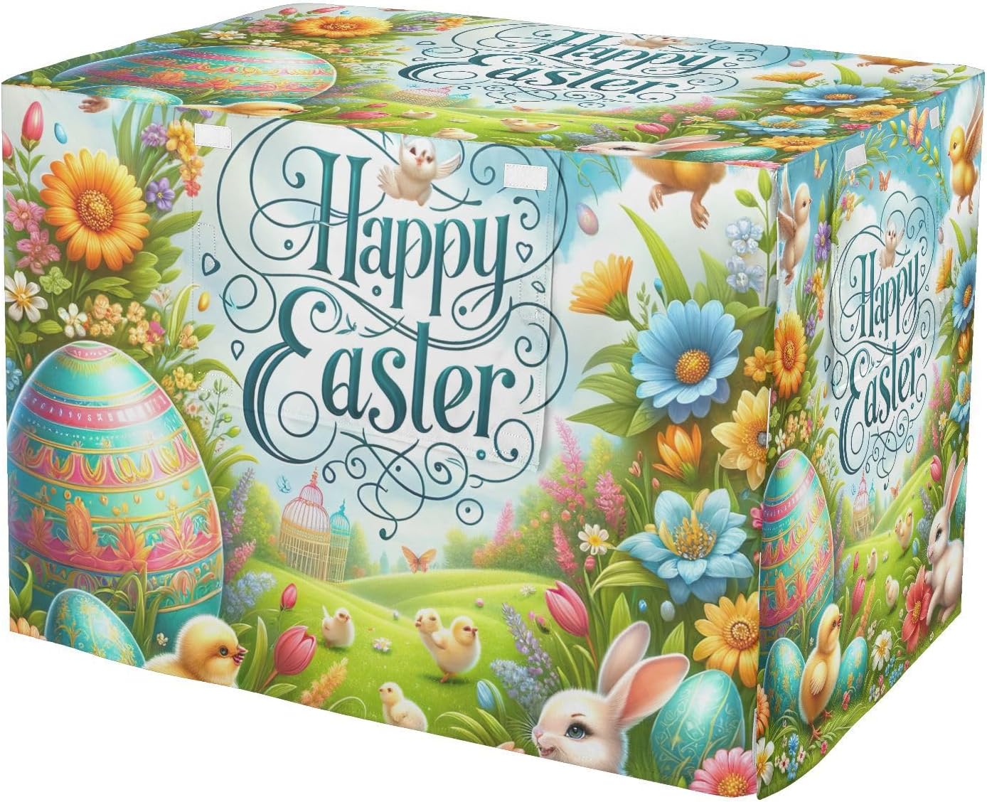 Easter Theme Dog Crate Cover S-XL UV-Resistant Pet Cage Cover with Openings, Reduces Barking, X-Large