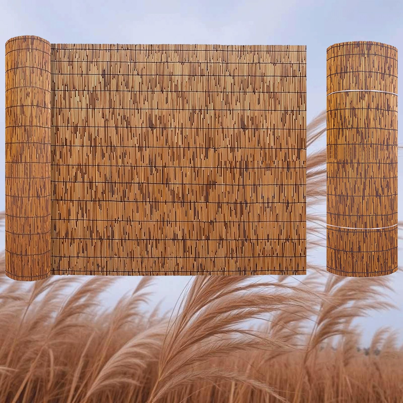 Valla de bambú de 120 x 500 cm, pantalla de privacidad decorativa para exteriores, para jardín, balcón, patio, patio trasero y terraza, elegante solución de valla