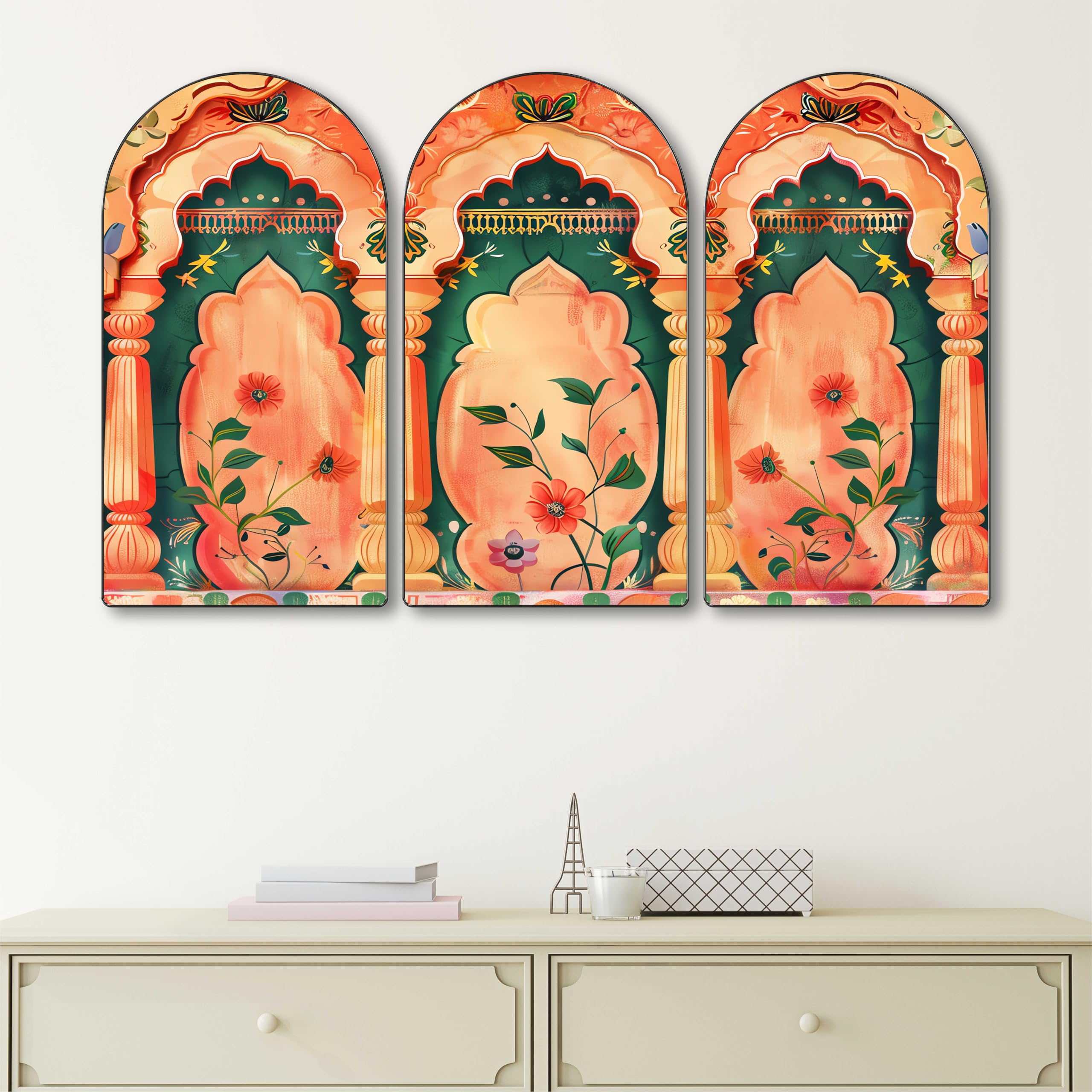 Livin'luxe Golden Tree Arch Shape 3 Panel Wall Painting Set -13 Livin'luxe Golden Tree Arch Shape 3 Panel Wall Painting Set -13