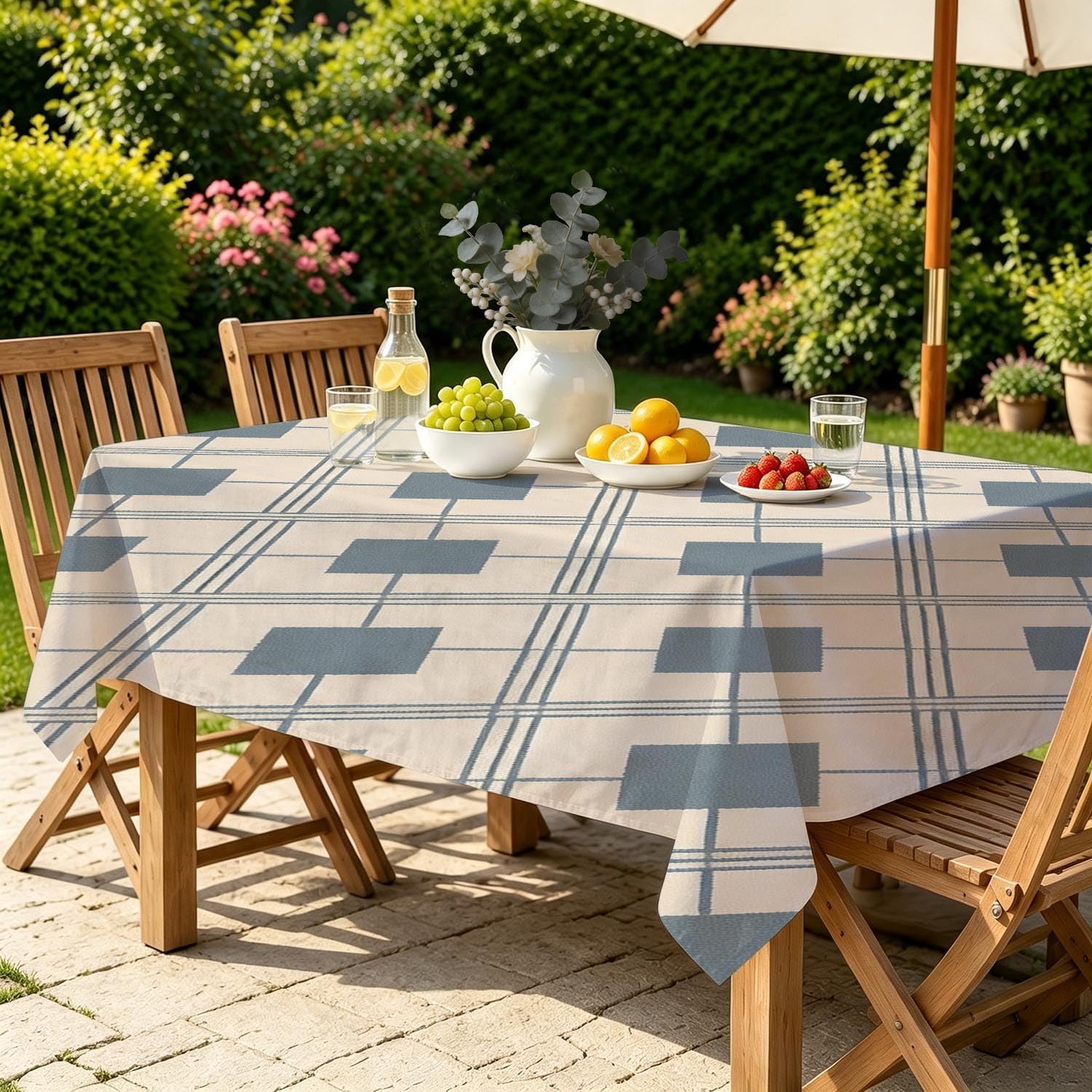 Nappe Losanges Grisé Bleu Rectangulaire Polyester 140 x 260 cm