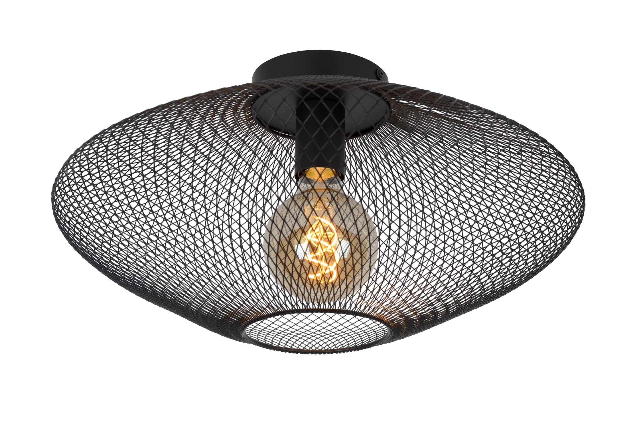 LUCIDE MESH - Flush Ceiling Light - Ø 45 cm - 1xE27 - Black