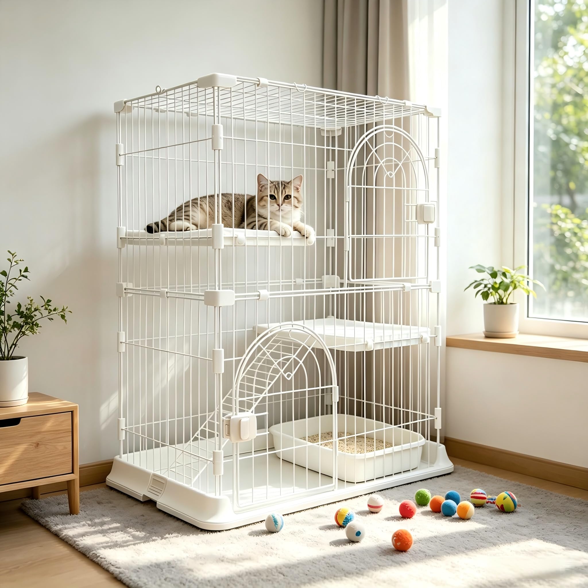 Cat Cage & Playpen - Escape-Proof for Cats & Small Pets -11
