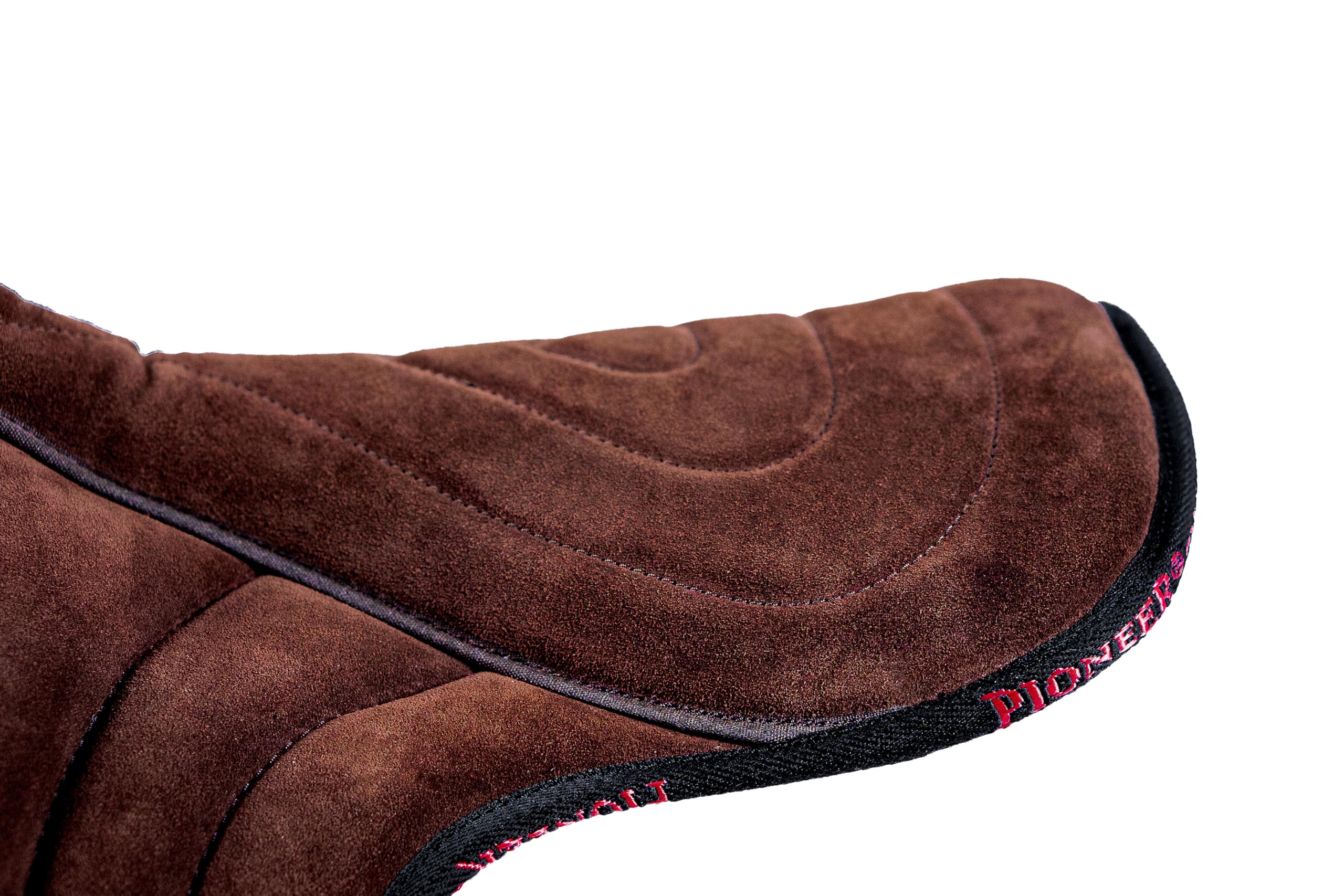 PIONEER Selle Cheval en Daim pour Monte Naturelle, Selle d'Équitation Bareback 50X45 cm avec Rembourrage en Ouate et Mousse à Mémoire - Fabriquée en Italie - avec Sangle en Néoprène - Noir