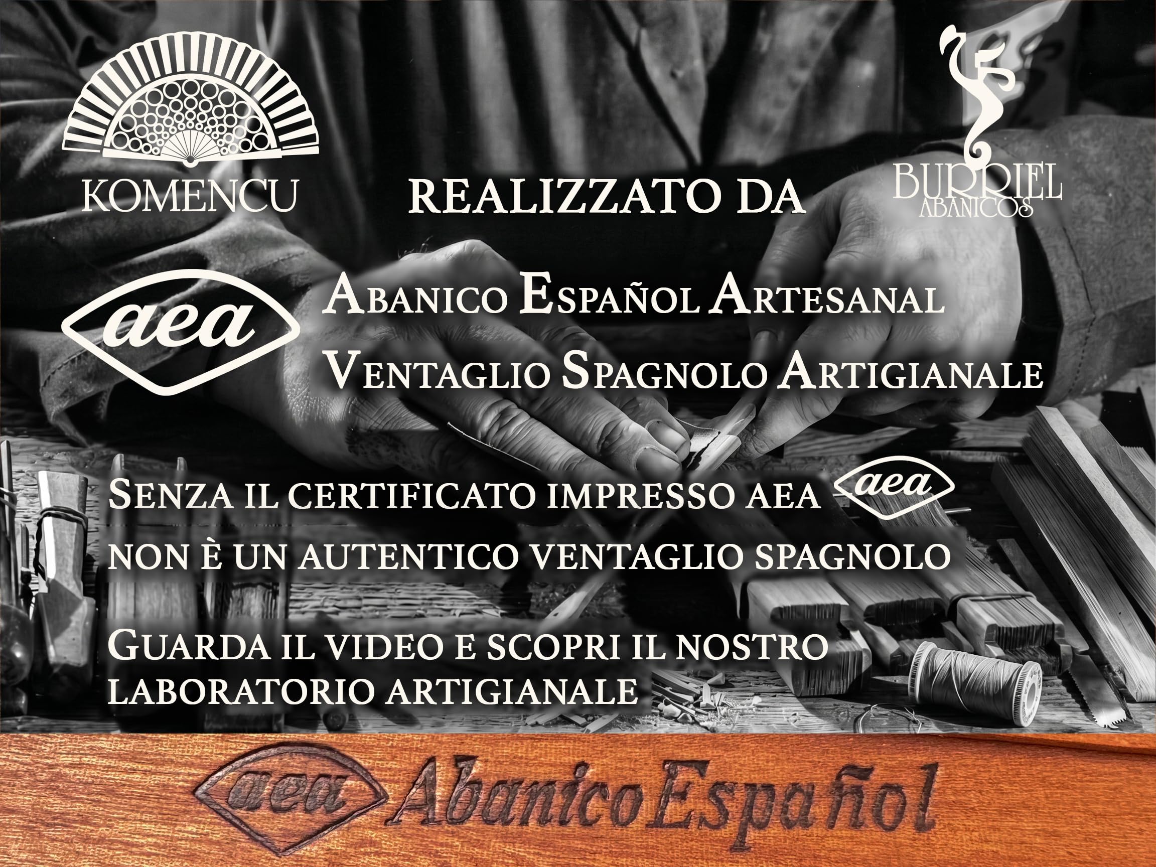 Ventaglio Spagnolo Artigianale - Blu - 100% Cotone e Legno di Sipo - Ventaglio Particolari ed Elegante - Ventaglio Grande per Donna e Sposa