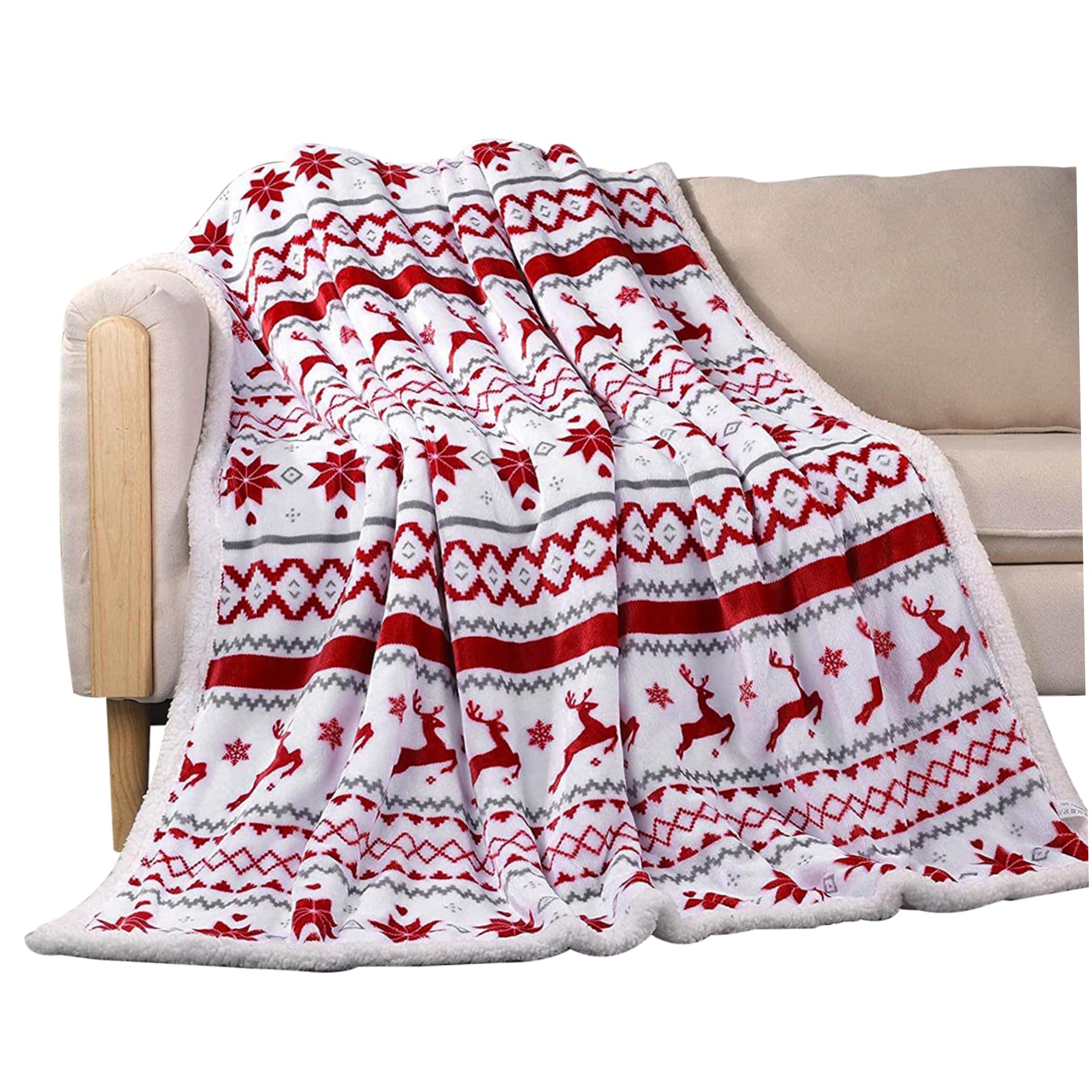 Renne couverture de Noël plaid thermique anti-froid pour canapé et lit sans grelotter