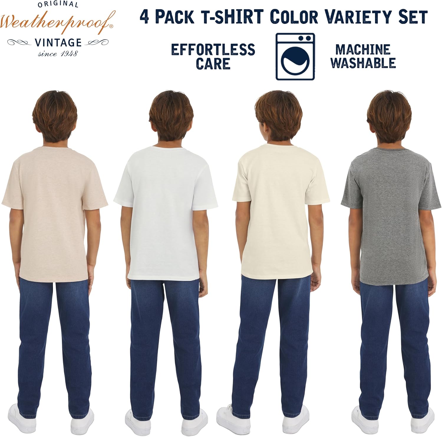 Weatherproof Vintage Boys' 4 Pack Variety Super Soft Stretchable Tee Short Sleeve Graphic T-Shirt