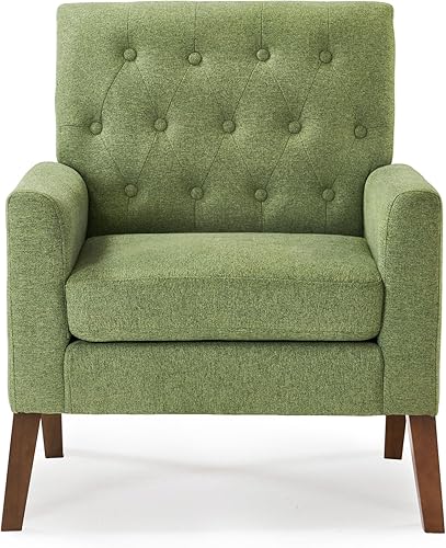 Miniatura 7 de LUE BONA Silla decorativa de lino de 18.5 pulgadas de alto, silla tapizada con brazos copetudos, cómoda silla de sala de estar con brazos, sillones