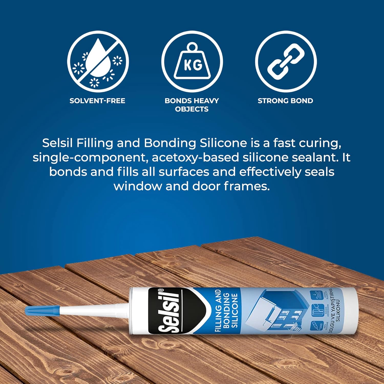 Selsil Clear 100% Silicone Sealant - Filling and Bonding Silicone Caulk - Clear Silicone Sealant Waterproof - Clear Sealant - Great Elasticity, Solvent Free, 10.5 Fl Oz. (310 ml) Cartridge, 1pc: Industrial & Scientific