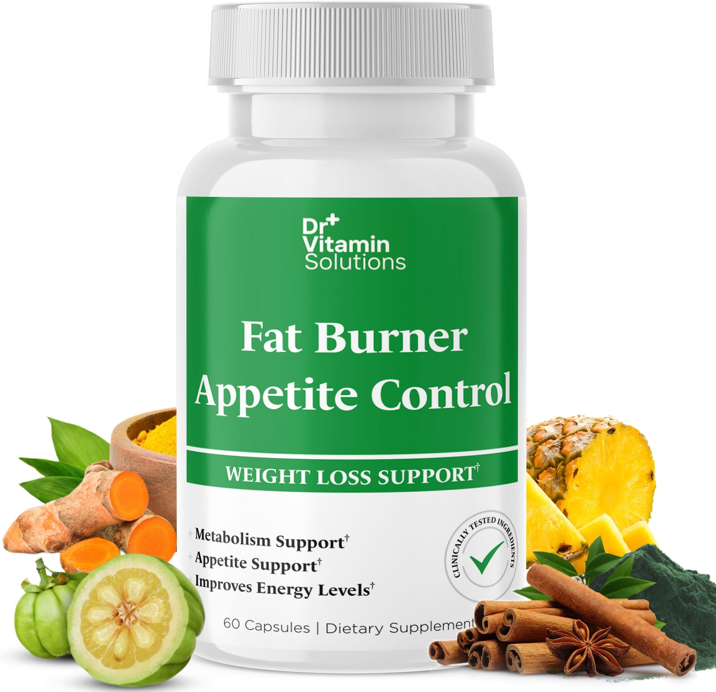 Fat Burner & Appetite Control Weight Loss Supplements for Women & Men - Metabolism Booster w/ L-Carnitine, CLA, Chromium - Appetite Suppressant for Weight Loss - 60 Capsules