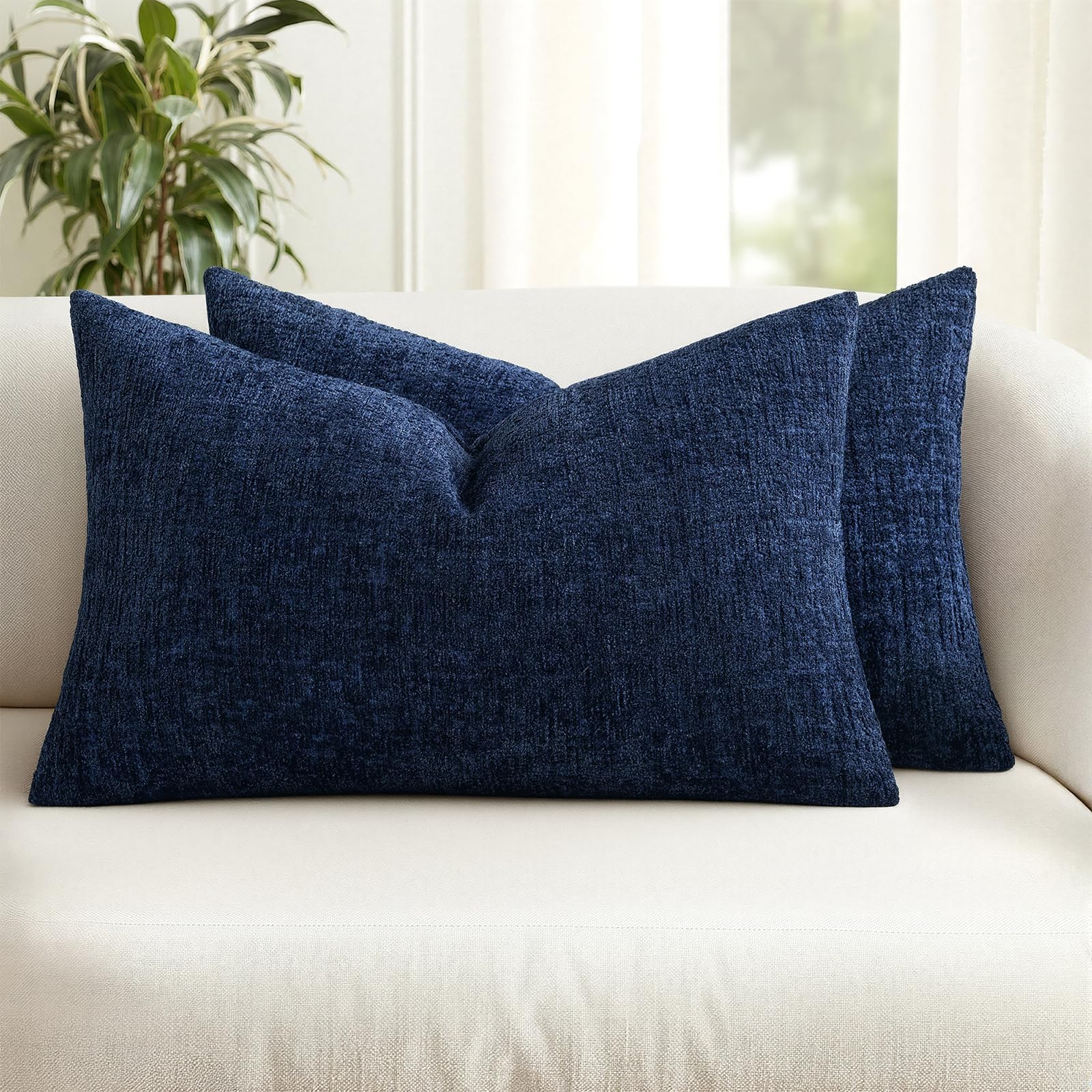 MIULEE Decorative Throw Pillow Covers 18x18 Pack of 2 Beige Couch Pillow Covers Soft Cozy Textured Chenille Pillowcases for Home Decor Sofa Living Room Cushion Bedroom — view 21