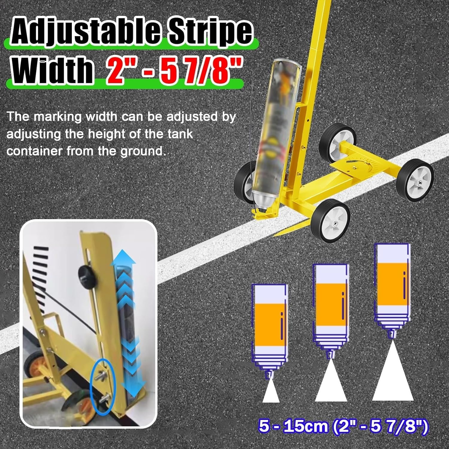 Machine de Traçage de Lignes à Pousser avec Roues – Marqueur de Ligne à Peinture Aérosol Réglable pour Terrains de Sport, Parkings, Routes & Entrepôts – Applicateur Durable