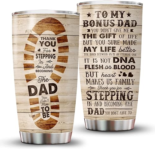 34HD Regalos para el día del padre de hija, hijo, esposa, regalos divertidos para padrastro, papá, marido, vaso de 20 onzas, taza para beber para